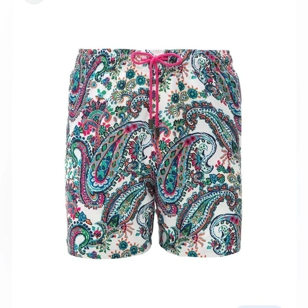 98 Coast Av Aloha Waves Swim Trunks Multi Color Printed Drawstring Boys